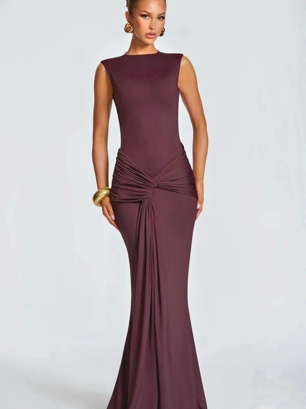 Babyboo - The Lorenza Maxi Dress in plum brown - Size XL